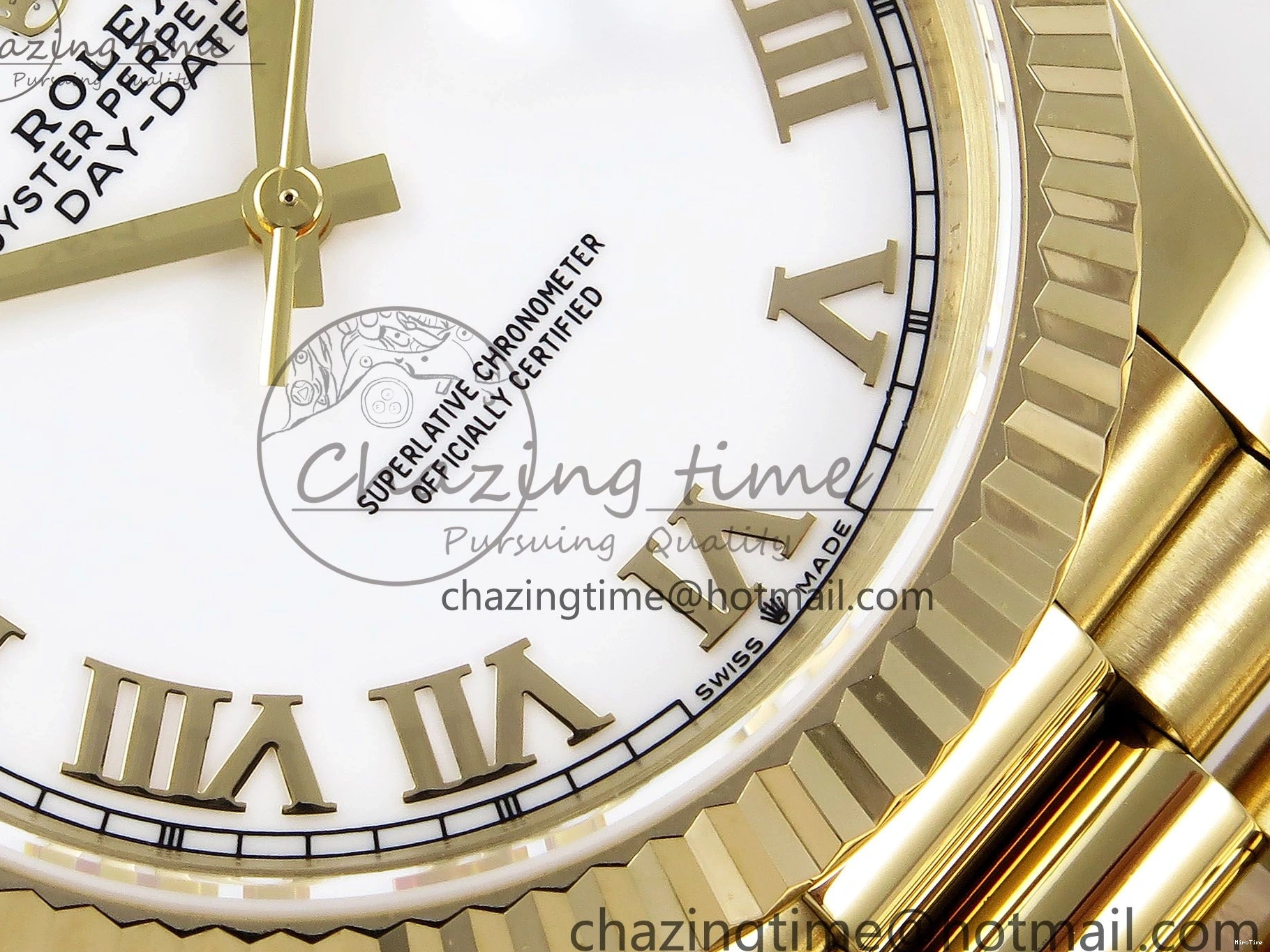 MiroTime 0408 Day Date 40 YG JDF Gain Weight 904L Steel White Roman Dial on President Bracelet VR3255 V Functional 1369